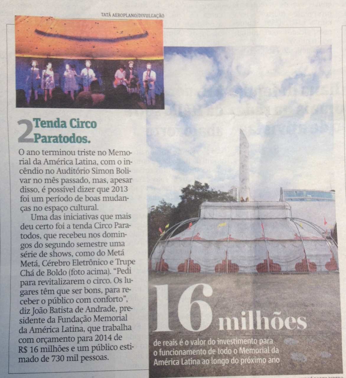 Circo Paratodos é destaque do Metro Jornal